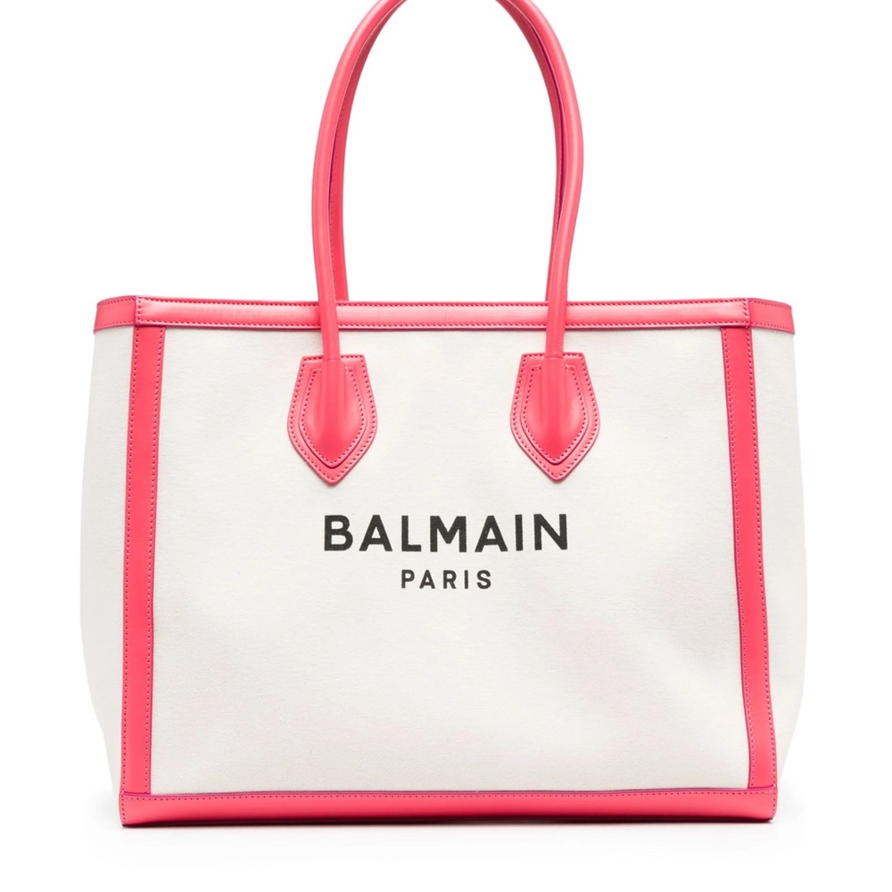 Balmain Large B- Army 42 Tote Bag - White & Hot pink- New with dust bag-
